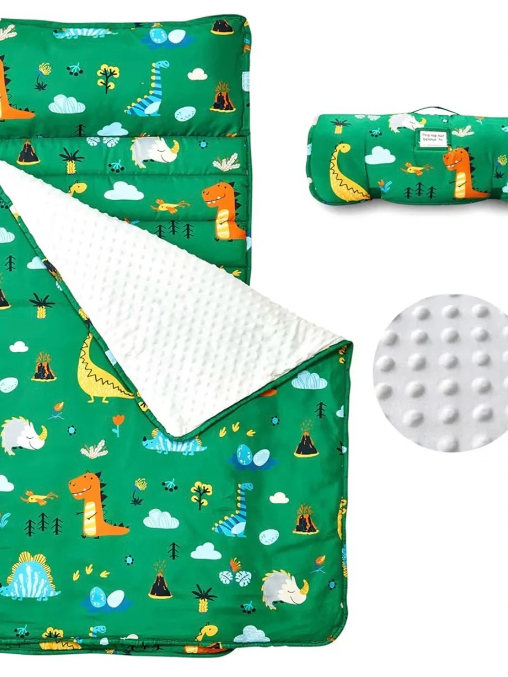 Green Dinosaur Toddler Nap Mat